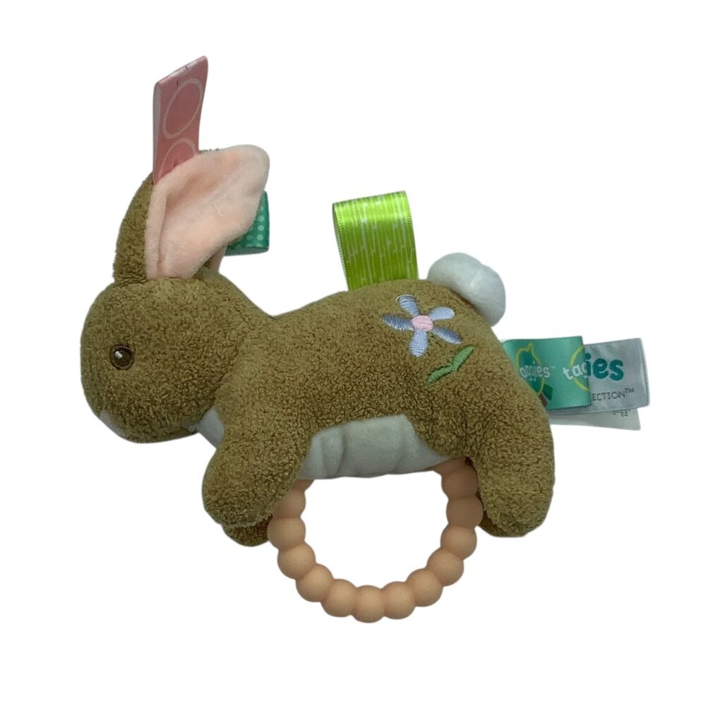 Taggies Mary Meyer‎ Harmony Bunny Plush Baby Rattle Teether 5.5" Tags Signature